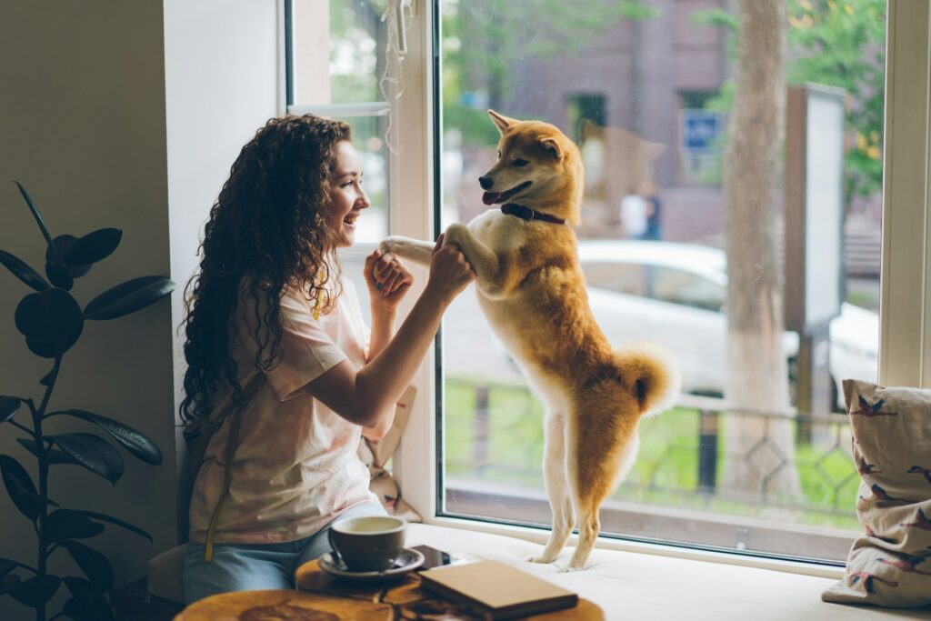 woman with a dog